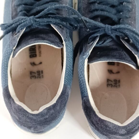 Birkenstock Womens Sneaker Size 6 W EU 37 Blue Suede Canvas Lace Up Bend Low Top - Picture 7 of 9